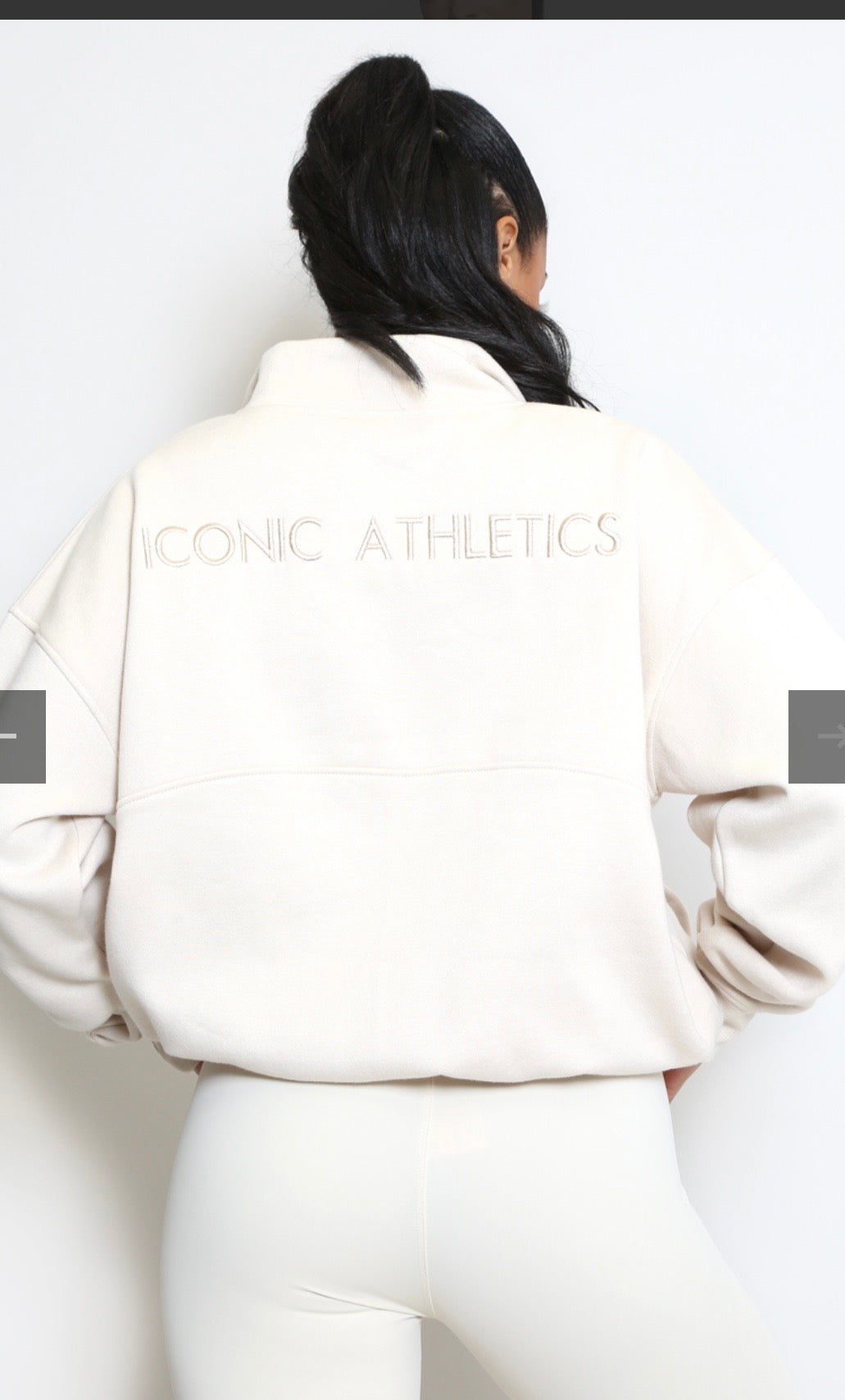 Cream iconic 1/4 zip sweater