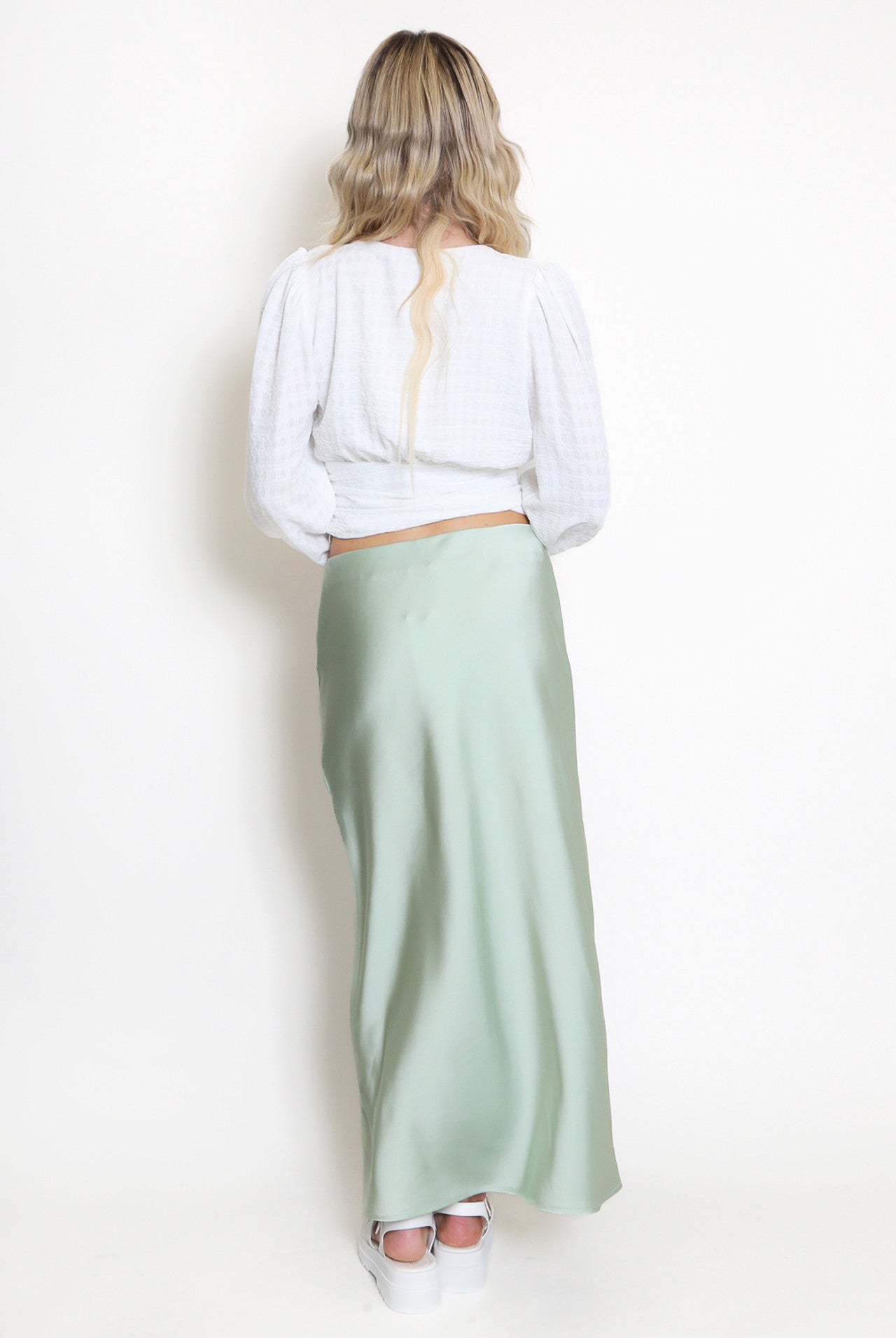 Sage Green Satin Skirt